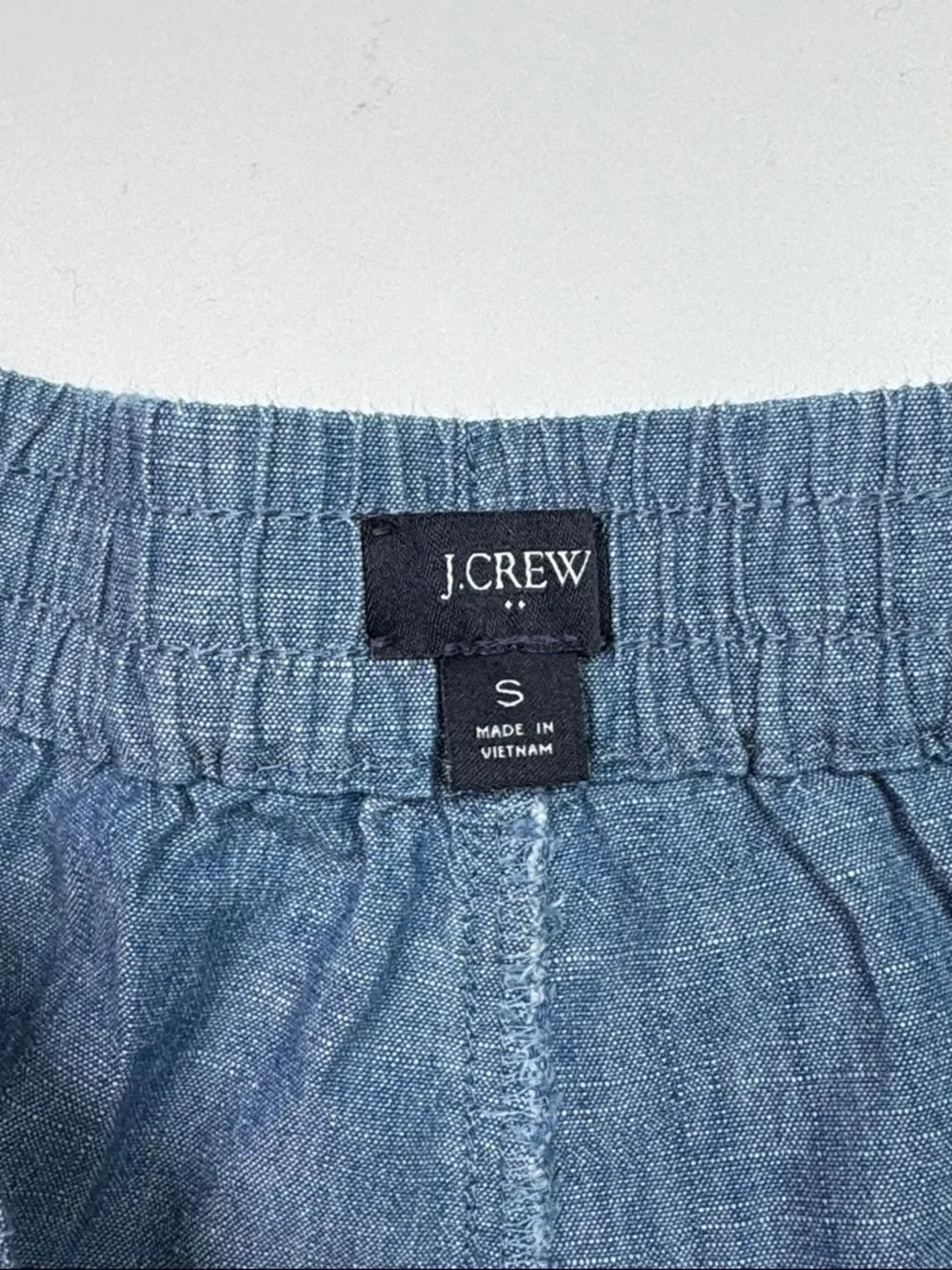 J.Crew Cotton Blue Chambray Stretch Wasit Shorts Size Small